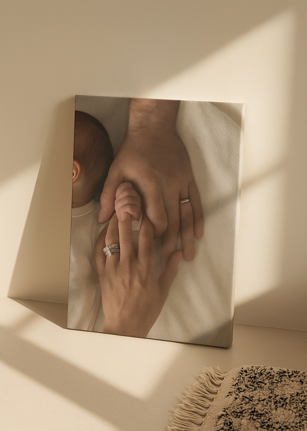 Close-up of a personalized canvas made from a family photo - Nexura