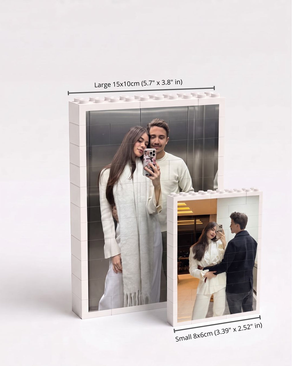 Personalized Memory Brick displayed on a shelf as a keepsake gift for couples