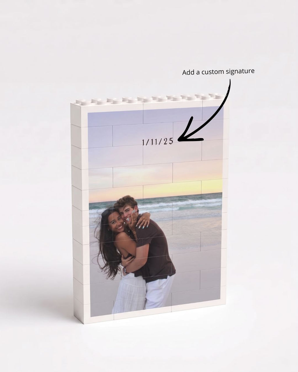 Personalized Memory Brick with a couple's photo, the finished custom gift